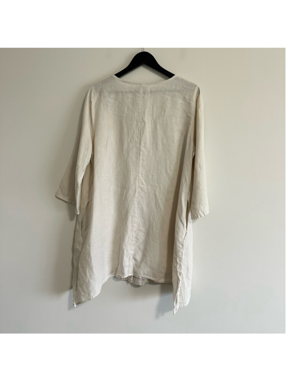 Click By Colour Me Cotton 100% Linen Button Down Tunic Top Beige XL Lagenlook - Picture 3 of 13